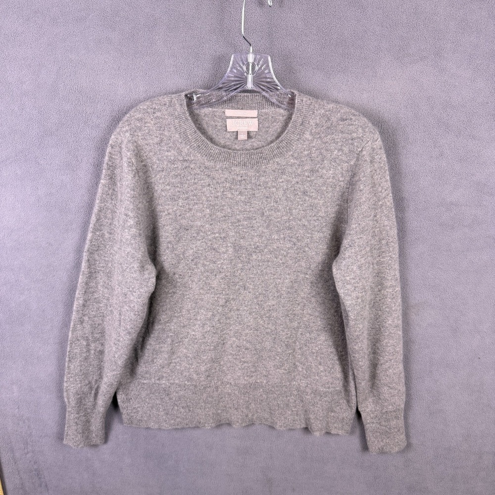 J Crew Cashmere Sweater Womens L Gray Classic Fit Knit Pullover Quiet Luxury EUC